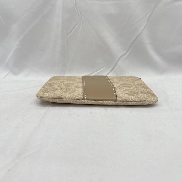 NEW COACH Corner Zip Wristlet in Signature Canvas with Stripe CW854 Sand/Taupe - Picture 5 of 11